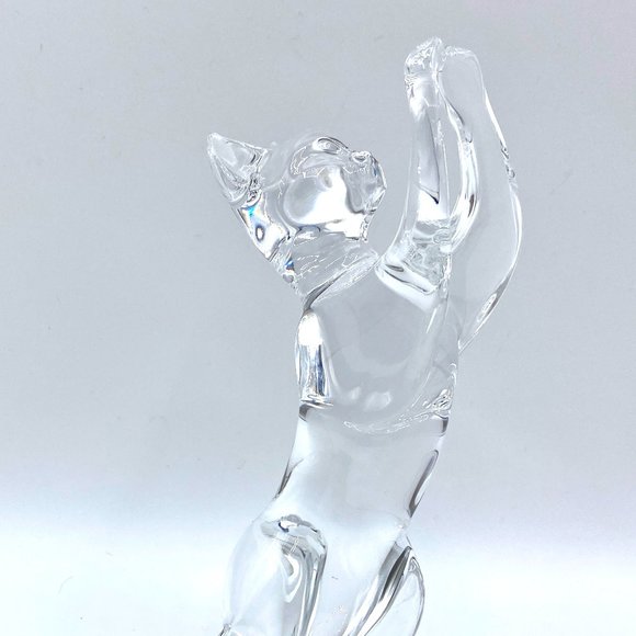 Baccarat Crystal Acrobat Playing Cat Figurine 6 3/4" Signed